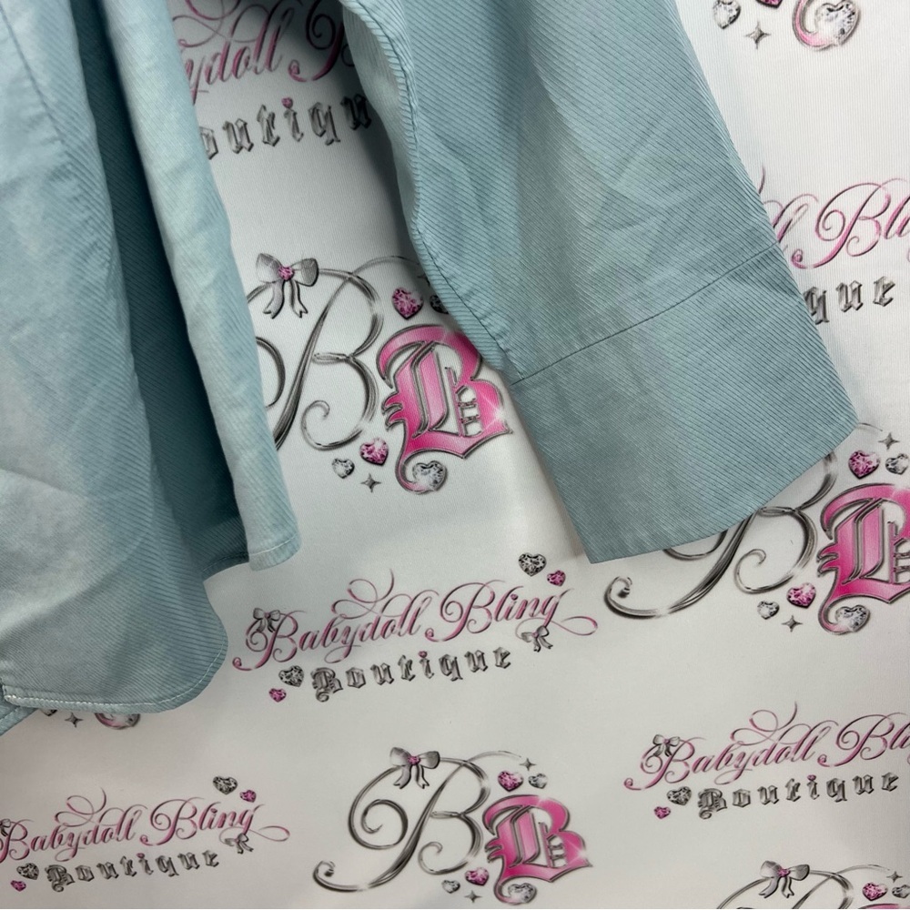 Venezia jeans clothing co shirt button down top Light Blue Button-Up stripes - Picture 7 of 14